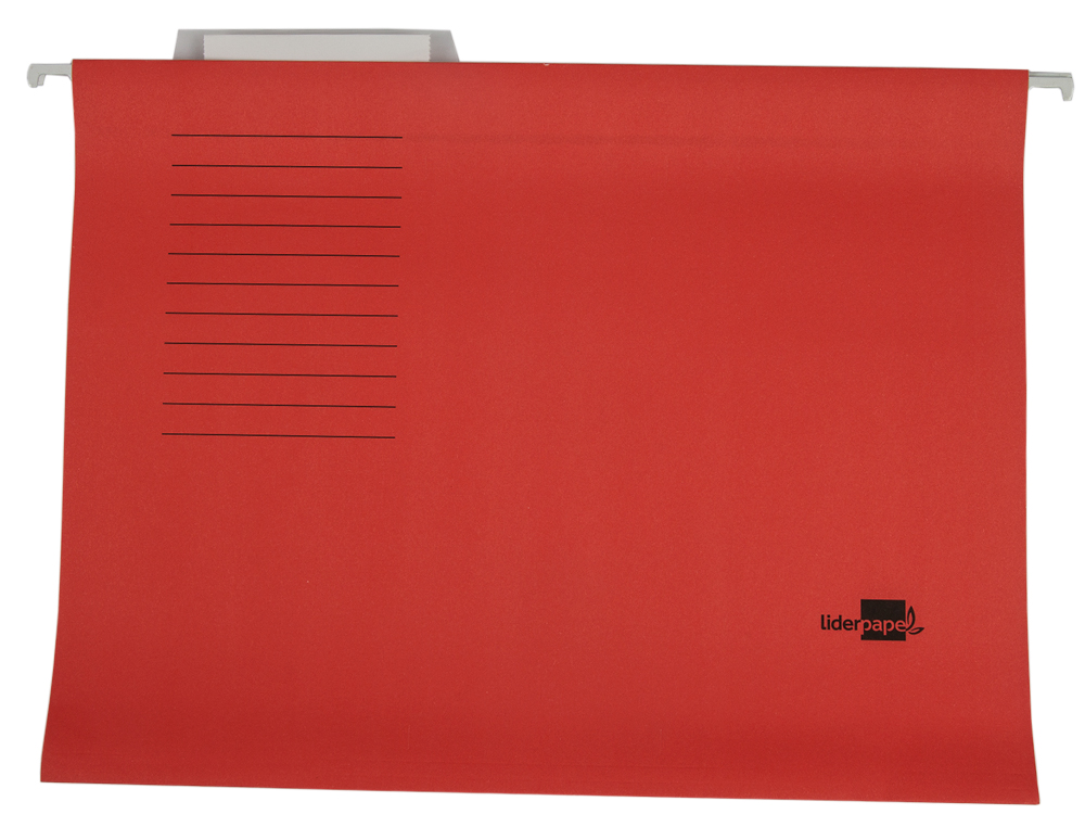 DOSSIER SUSPENDU LIDERPAPEL PAPIER CARTONN KRAFT 250G A4 TIROIR VISEUR SUPRIEUR FOND V BAGUETTE MTALLIQUE ROUGE