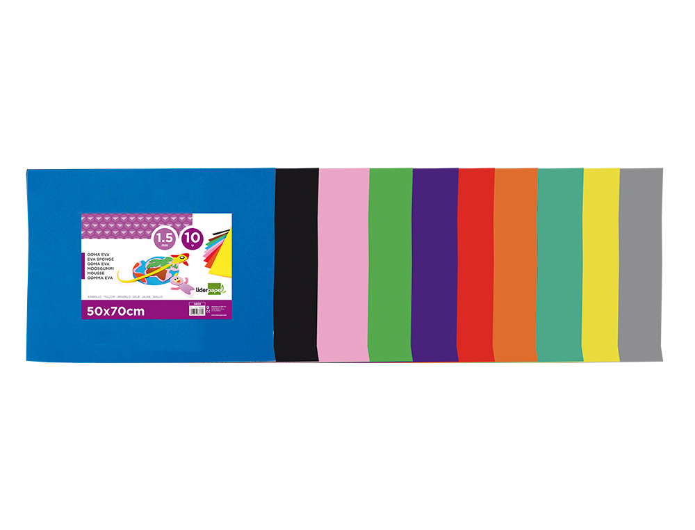 PLAQUE MOUSSE LIDERPAPEL 50X70CM 60G/M2 PAISSEUR 1.5MM UNICOLORE JAUNE