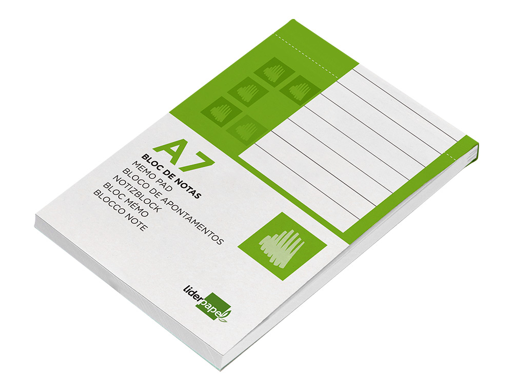 BLOC NOTES LIDERPAPEL PERFOR LIGN A7 105X74MM PAYSAGE COUVERTURE CARTON IMPRIM 250G/M2 80F 60G/M2