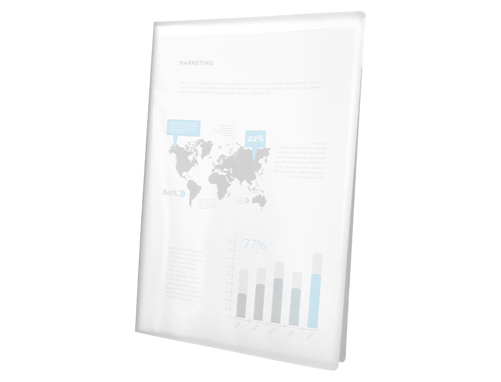 PROTGE-DOCUMENTS LIDERPAPEL POLYPROPYLNE COUVERTURE FLEXIBLE 20 POCHETTES FIXES A4 210X297MM TRANSPARENT