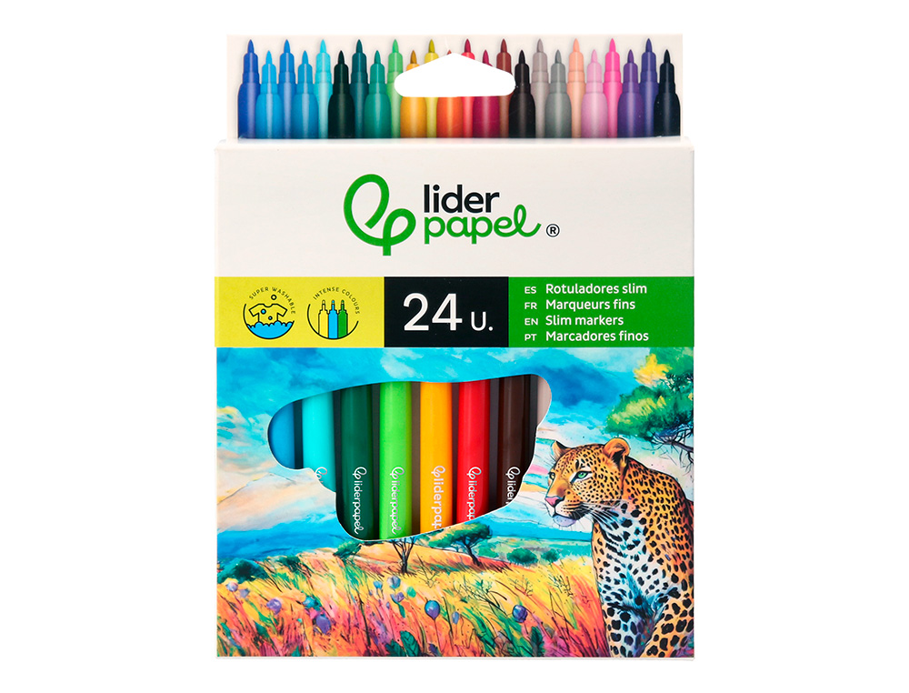 FEUTRE COLORIAGE LIDERPAPEL SLIM LONGUEUR CRITURE 800M POINTE NYLON 2MM DIAMTRE TUI CARTON 24 UNITS