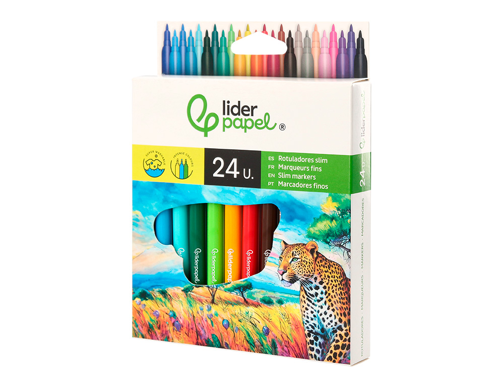 FEUTRE COLORIAGE LIDERPAPEL SLIM LONGUEUR CRITURE 800M POINTE NYLON 2MM DIAMTRE TUI CARTON 24 UNITS