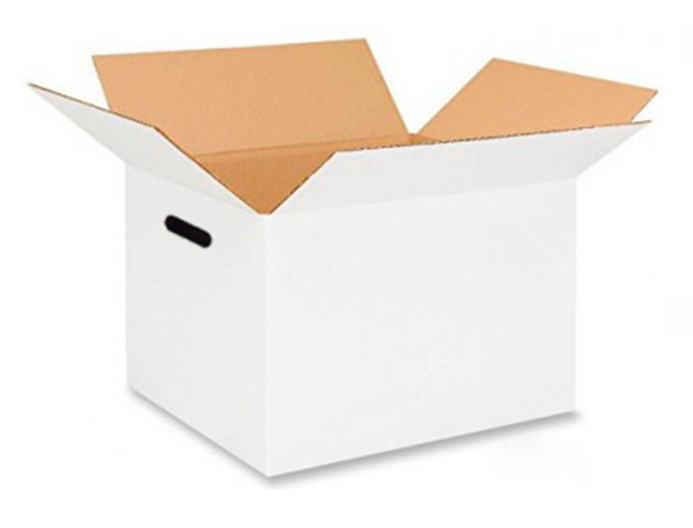 CAISSE AMERICAINE Q-CONNECT ULTRA-RESISTANTE AVEC POIGNEESDOUBLE CANNELURE 7MM          450X280X375MM COLORIS BLANC