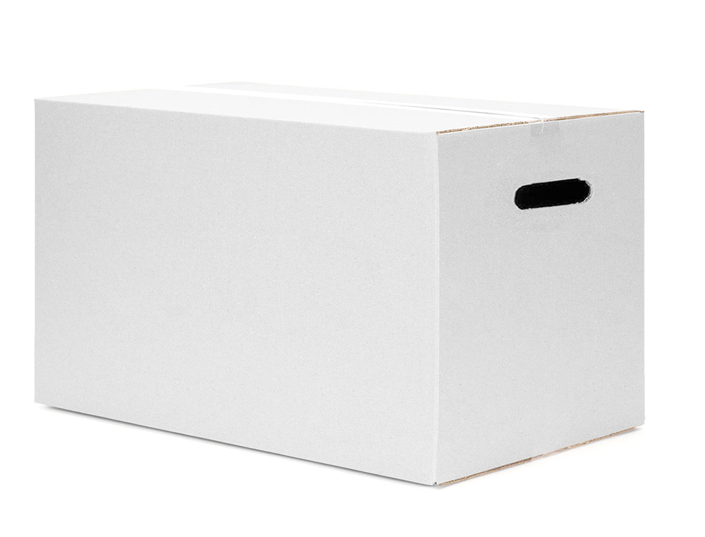 CAISSE AMERICAINE Q-CONNECT ULTRA-RESISTANTE AVEC POIGNEESDOUBLE CANNELURE 7MM          450X280X375MM COLORIS BLANC