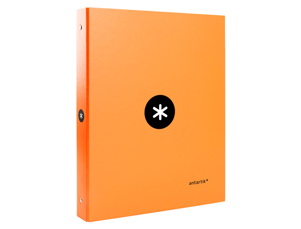 CLASSEUR ANTARTIK 4 ANNEAUX RONDS 25MM A4 CARTON REMBORDE COLORIS ORANGE