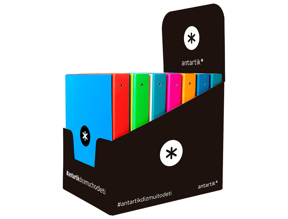 CLASSEUR ANTARTIK 4 ANNEAUX RONDS 25MM A4 CARTON REMBORDE COLORIS ASSORTIS