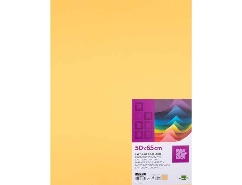 PAPIER CARTONNE LIDERPAPEL 50X65CM 240GR COLORIS OR      PAQUET 25 FEUILLES