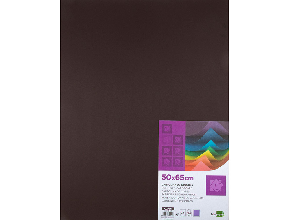 PAPIER CARTONNE LIDERPAPEL 50X65CM 180GR COLORIS MARRON  PAQUET 25 FEUILLES