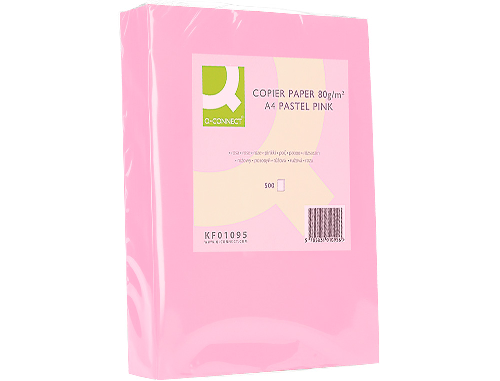 PAPIER COULEUR Q-CONNECT MULTIFONCTION A4 80G/M2 UNICOLORE ROSE RAMETTE 500 FEUILLES