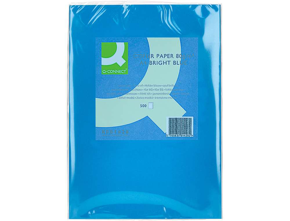 PAPIER COULEUR Q-CONNECT MULTIFONCTION A4 80G/M2 UNICOLORE BLEU INTENSE RAMETTE 500 FEUILLES