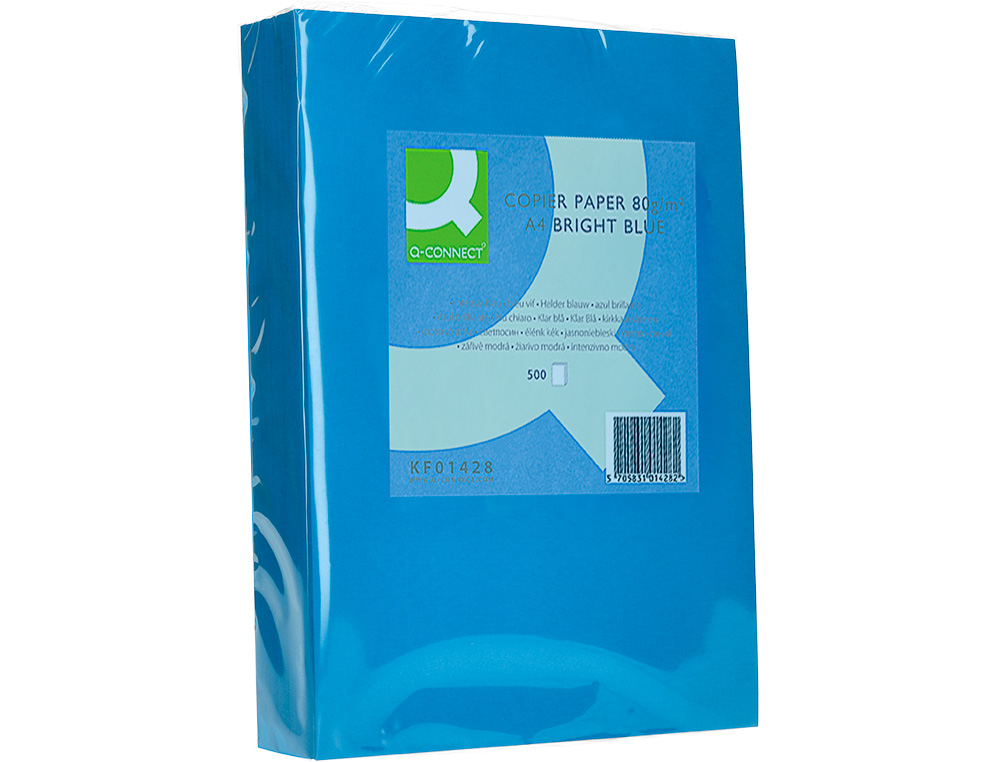 PAPIER COULEUR Q-CONNECT MULTIFONCTION A4 80G/M2 UNICOLORE BLEU INTENSE RAMETTE 500 FEUILLES