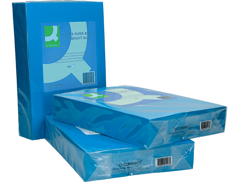 PAPIER COULEUR Q-CONNECT MULTIFONCTION A4 80G/M2 UNICOLORE BLEU INTENSE RAMETTE 500 FEUILLES