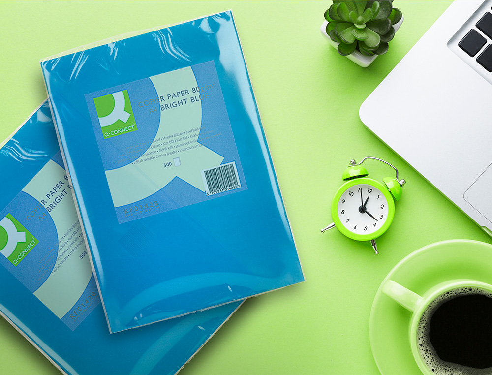 PAPIER COULEUR Q-CONNECT MULTIFONCTION A4 80G/M2 UNICOLORE BLEU INTENSE RAMETTE 500 FEUILLES