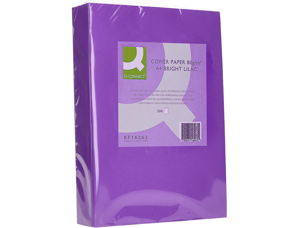 PAPIER COULEUR Q-CONNECT MULTIFONCTION A4 80G/M2 UNICOLORE LILAS RAMETTE 500 FEUILLES