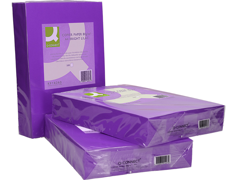 PAPIER COULEUR Q-CONNECT MULTIFONCTION A4 80G/M2 UNICOLORE LILAS RAMETTE 500 FEUILLES