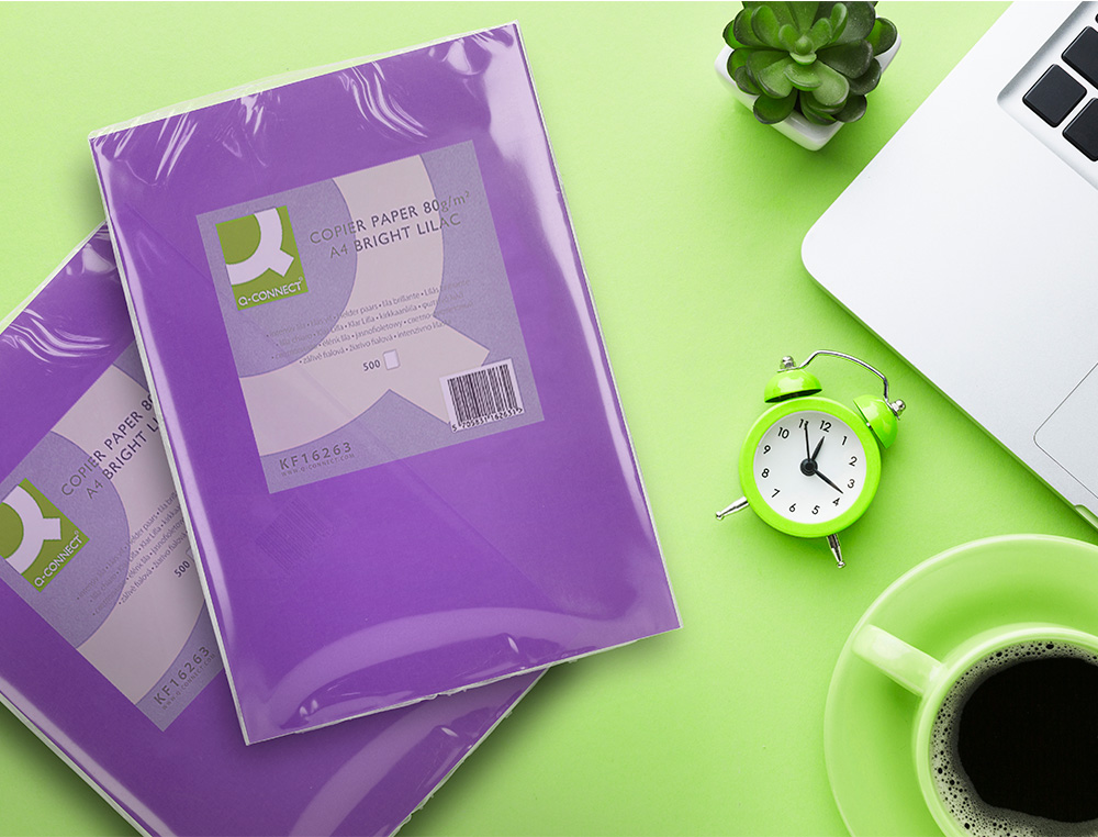 PAPIER COULEUR Q-CONNECT MULTIFONCTION A4 80G/M2 UNICOLORE LILAS RAMETTE 500 FEUILLES