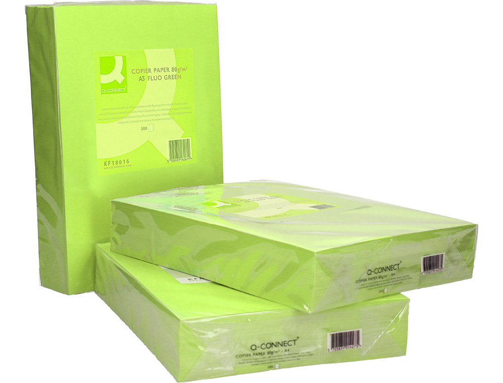 PAPIER COULEUR Q-CONNECT MULTIFONCTION A3 80G/M2 UNICOLORE VERT NON RAMETTE 500 FEUILLES