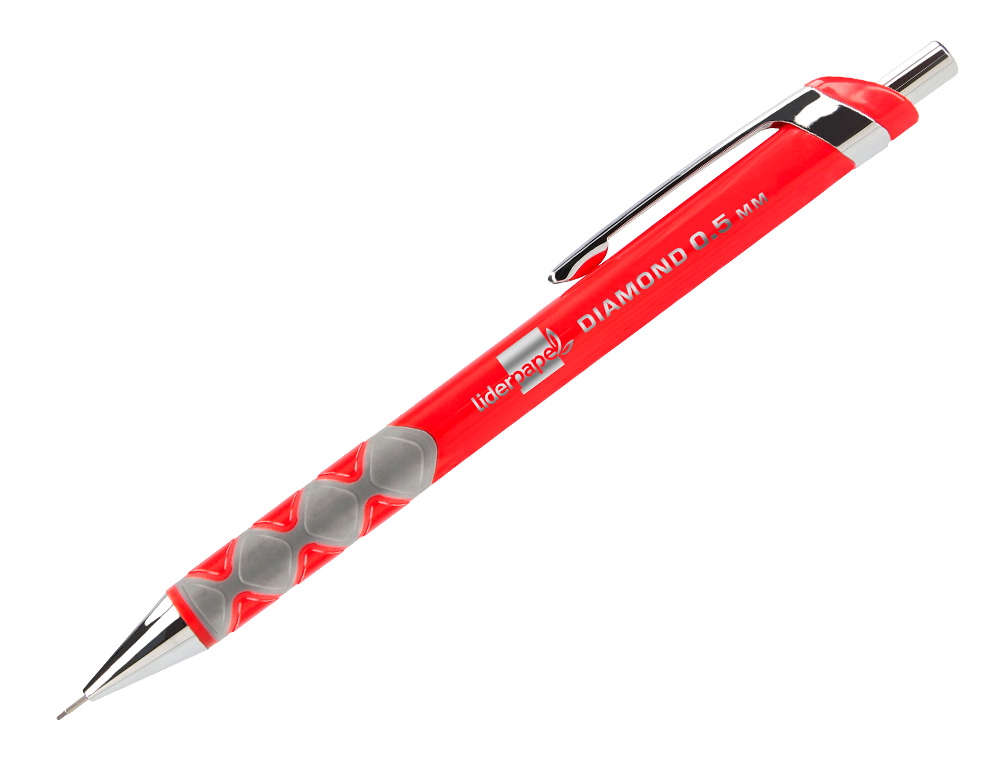 PORTE-MINE LIDERPAPEL PLASTIQUE 0.5MM GRIP SOFT CAOUTCHOUC POINTE ET CAPUCHON MTALLIQUES GOMME MINES COLORIS ASSORTIS