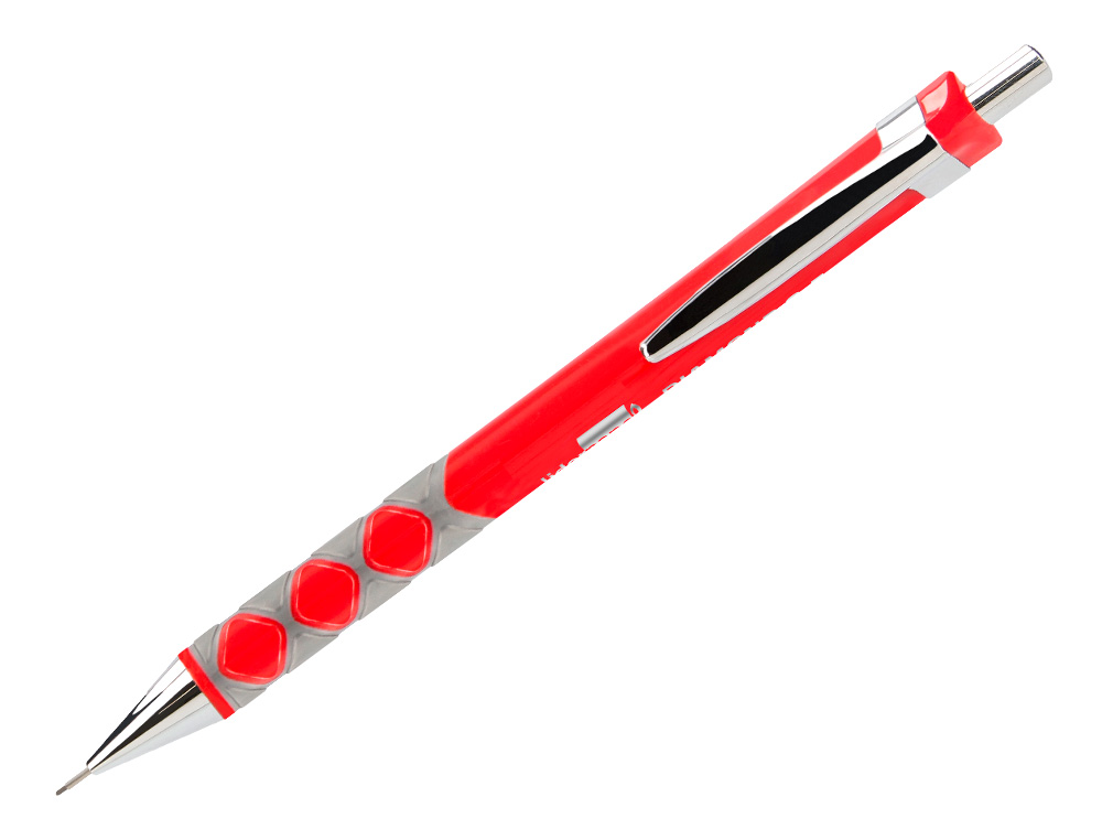 PORTE-MINE LIDERPAPEL PLASTIQUE 0.5MM GRIP SOFT CAOUTCHOUC POINTE ET CAPUCHON MTALLIQUES GOMME MINES COLORIS ASSORTIS