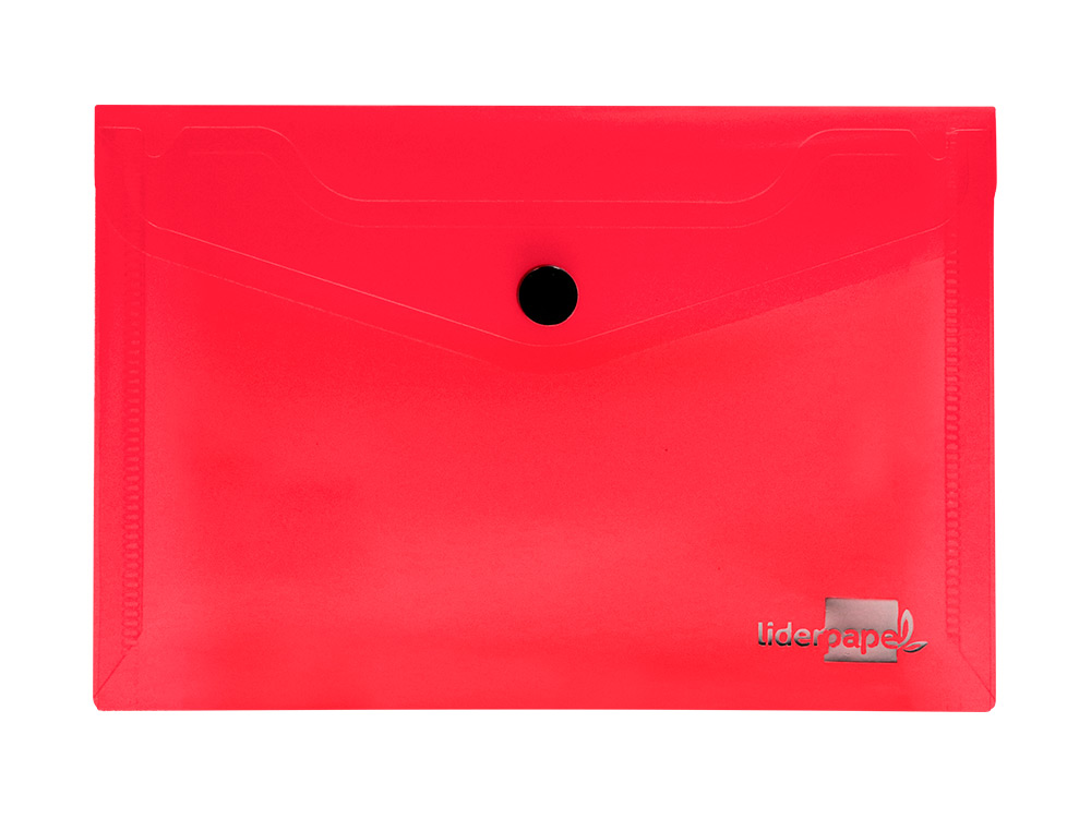 POCHETTE ENVELOPPE LIDERPAPEL POLYPROPYLNE 180 MICRONS A6 148X105MM 50F FERMETURE BOUTON TRANSPARENT ROUGE