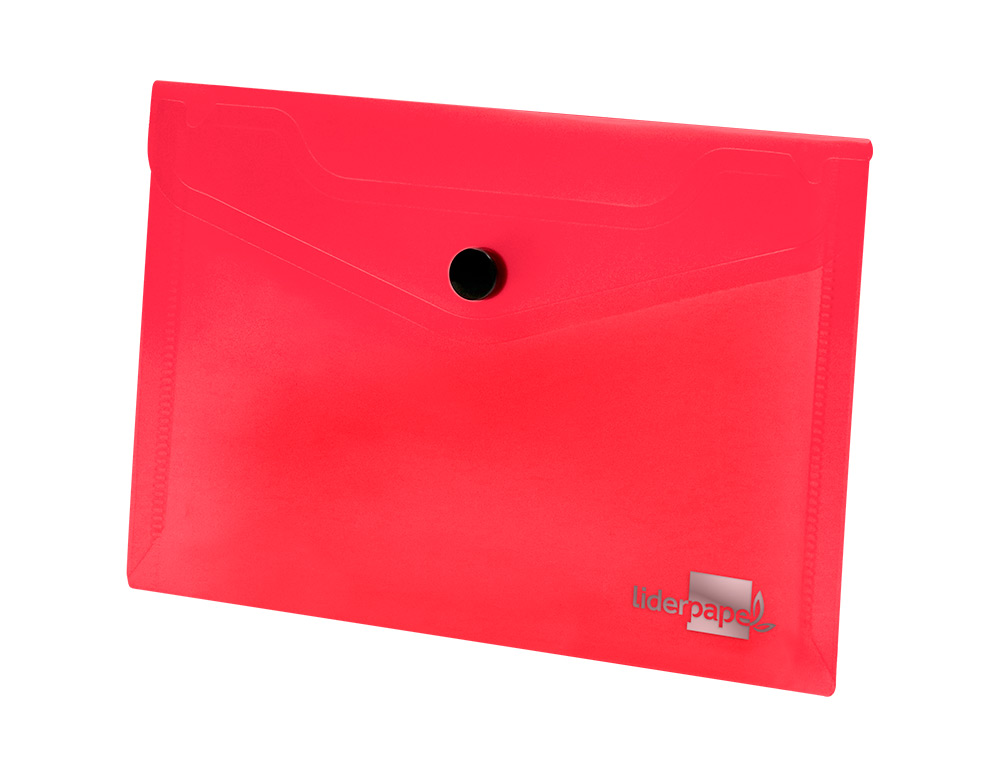 POCHETTE ENVELOPPE LIDERPAPEL POLYPROPYLNE 180 MICRONS A6 148X105MM 50F FERMETURE BOUTON TRANSPARENT ROUGE