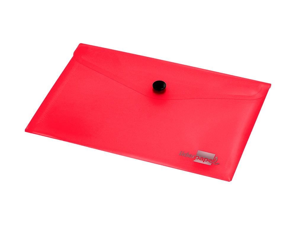 POCHETTE ENVELOPPE LIDERPAPEL POLYPROPYLNE 180 MICRONS A6 148X105MM 50F FERMETURE BOUTON TRANSPARENT ROUGE