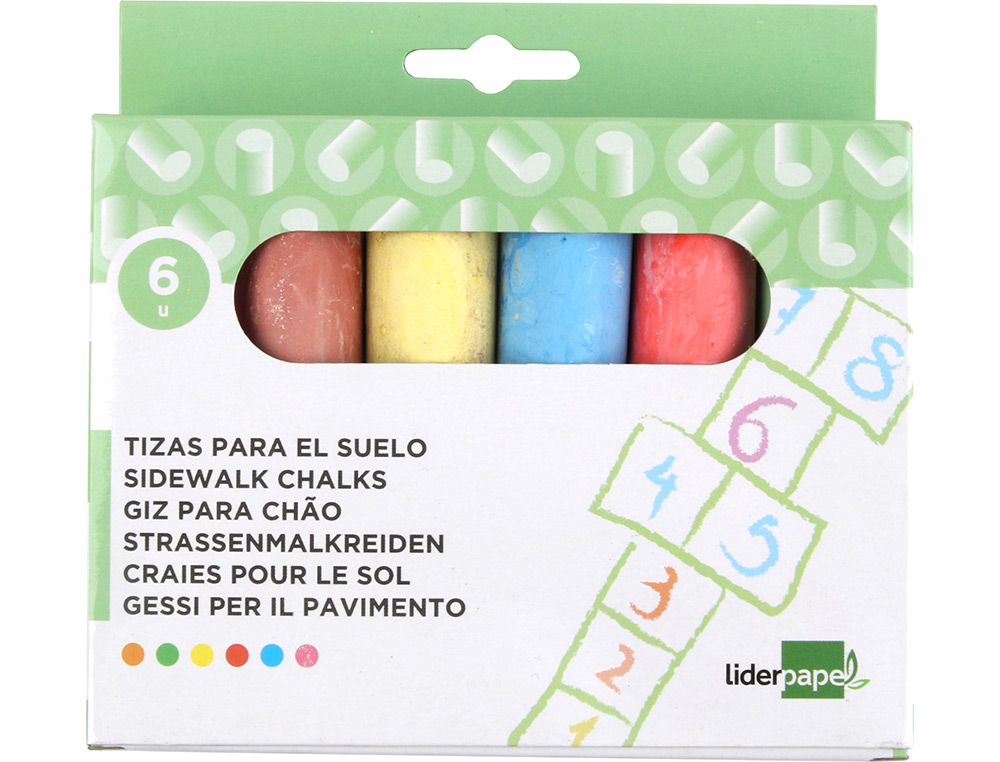 CRAIE TROTTOIR LIDERPAPEL ACTIVITS CRATIVES SCOLAIRES COLORIS ASSORTIS BOTE 6 UNITS