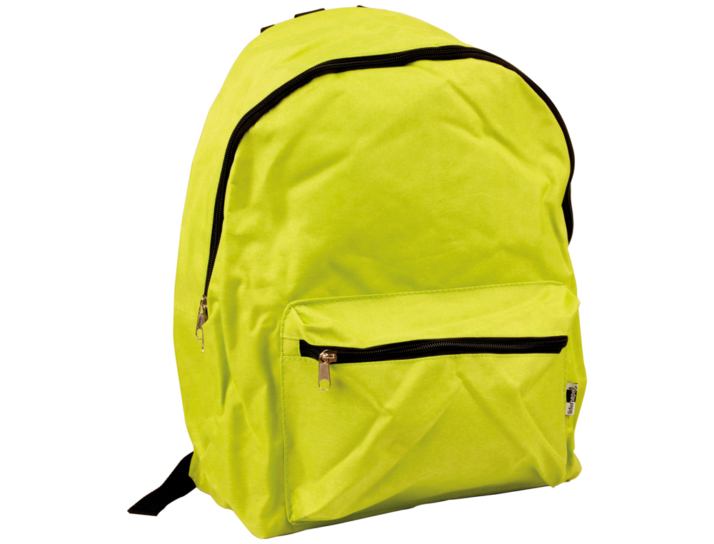 CARTABLE LIDERPAPEL 1 COMPARTIMENT RSISTANT 2 POCHES FERMETURE CLAIR BRETELLES MATELASSES 40X30X17CM VERT CITRON
