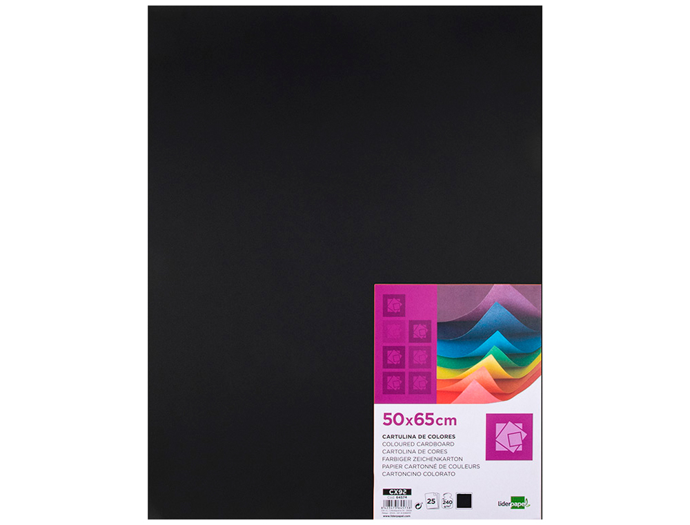 PAPIER CARTONNE LIDERPAPEL 50X65CM 180GR COLORIS NOIR    PAQUET 25 FEUILLES