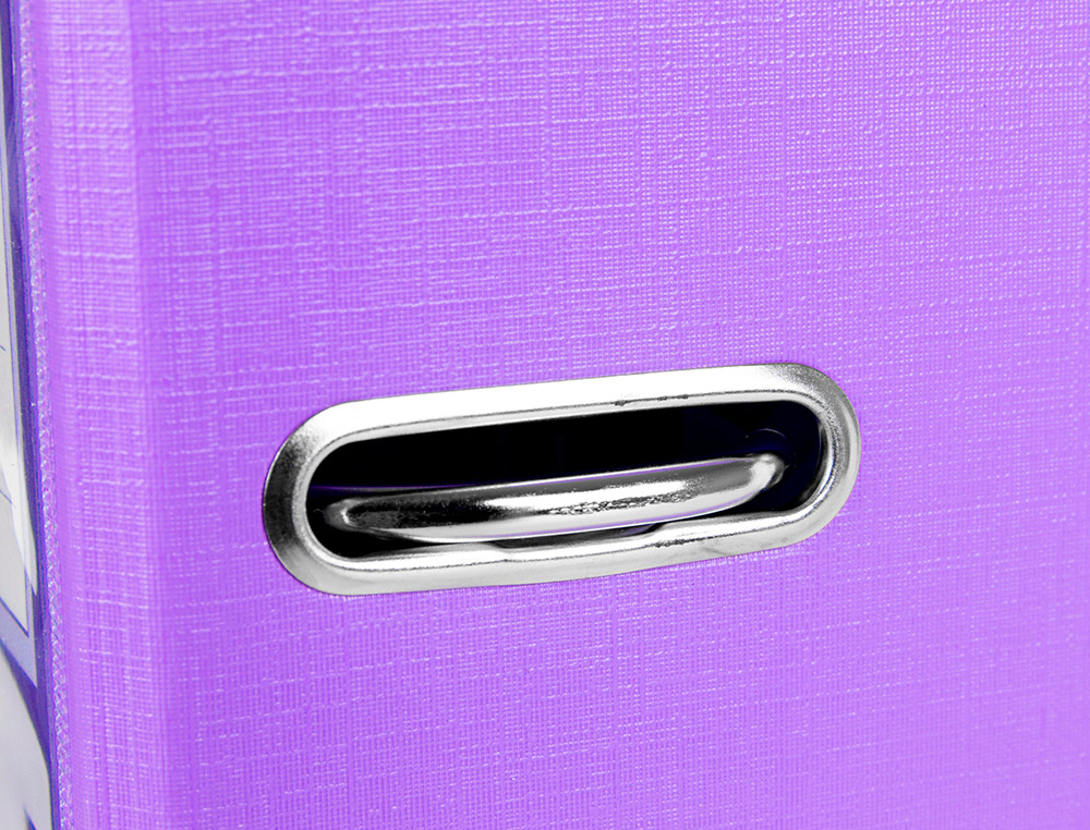 CLASSEUR LEVIER LIDERPAPEL DOCUMENTA A4+ CARTON REMBORDE DOS 75MM RADO METALLIQUE      COLORIS LILAS