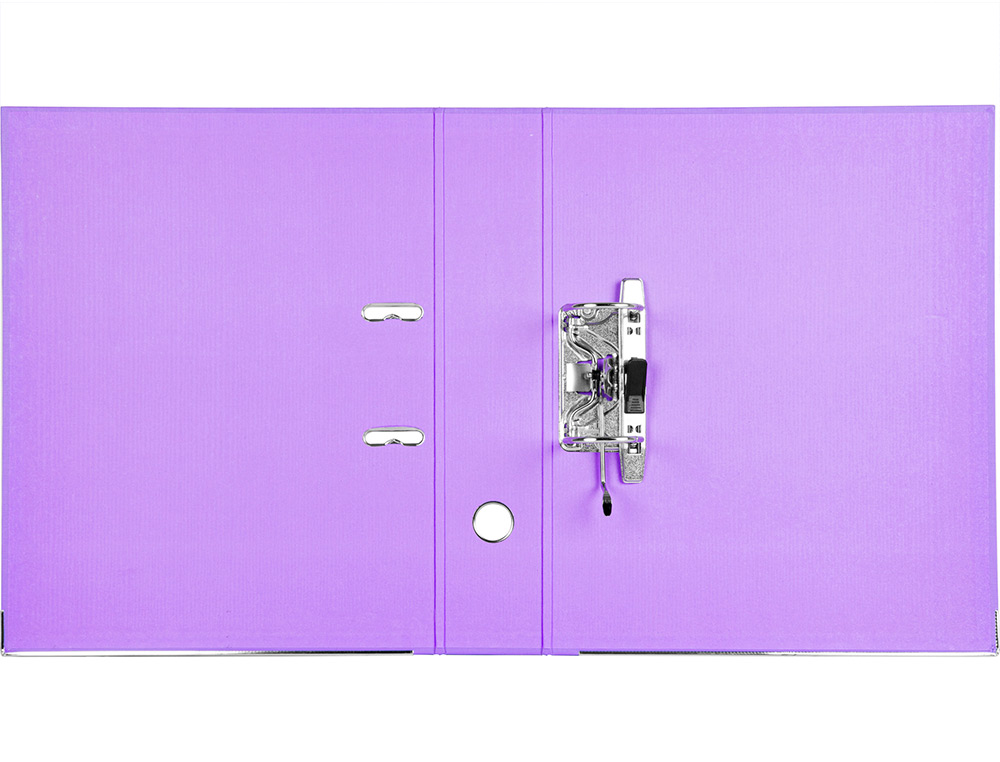 CLASSEUR LEVIER LIDERPAPEL DOCUMENTA A4+ CARTON REMBORDE DOS 75MM RADO METALLIQUE      COLORIS LILAS