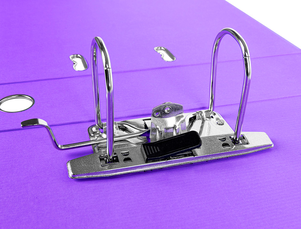CLASSEUR LEVIER LIDERPAPEL DOCUMENTA A4+ CARTON REMBORDE DOS 75MM RADO METALLIQUE      COLORIS LILAS