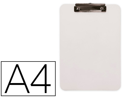 PORTE-BLOC Q-CONNECT PLASTIQUE RIGIDE EPAISSEUR    2,5MM A4 210X297MM PINCE      METALLIQUE COLORIS BLANC