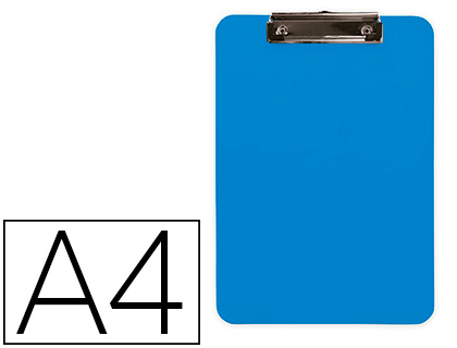 PORTE-BLOC Q-CONNECT PLASTIQUE RIGIDE EPAISSEUR    2,5MM A4 210X297MM PINCE      METALLIQUE COLORIS BLEU CIEL