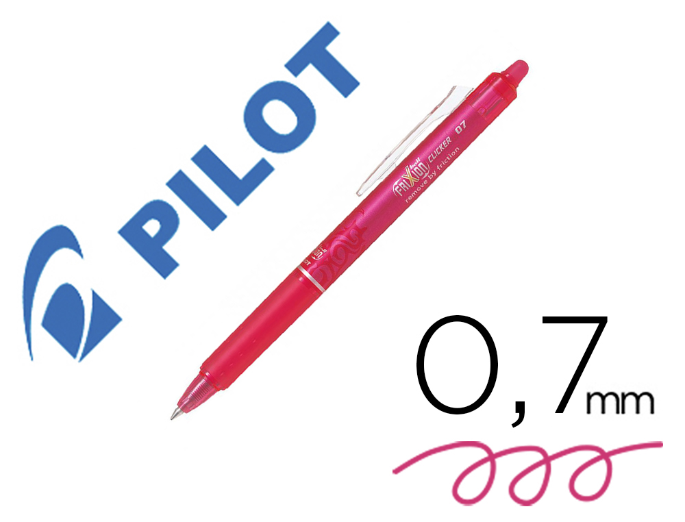 ROLLER PILOT FRIXION BALL CLICKER RETRACTABLE ECRITURE MOYENNE POINTE 0,7MM ENCRE GEL RECHARGEABLE COLORIS ROSE CORAIL
