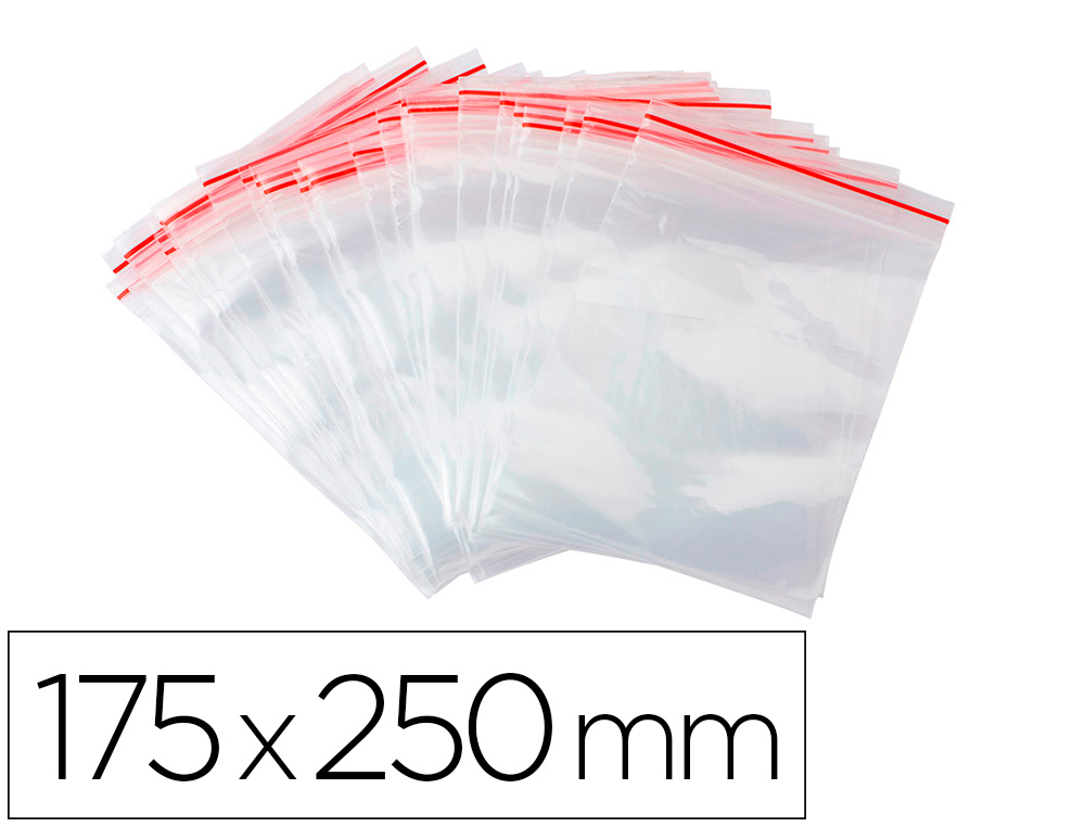 SACHET PLASTIQUE REFERMABLE Q-CONNECT DIM.175X250 MM      SACHET DE 100 UNITES