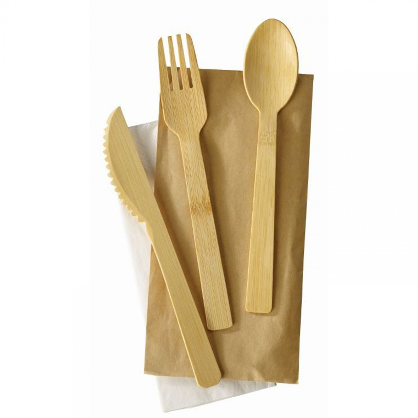 KIT COUVERTS BAMBOU 3 EN 1 (F+C+S) PAQUET 200 UNITES