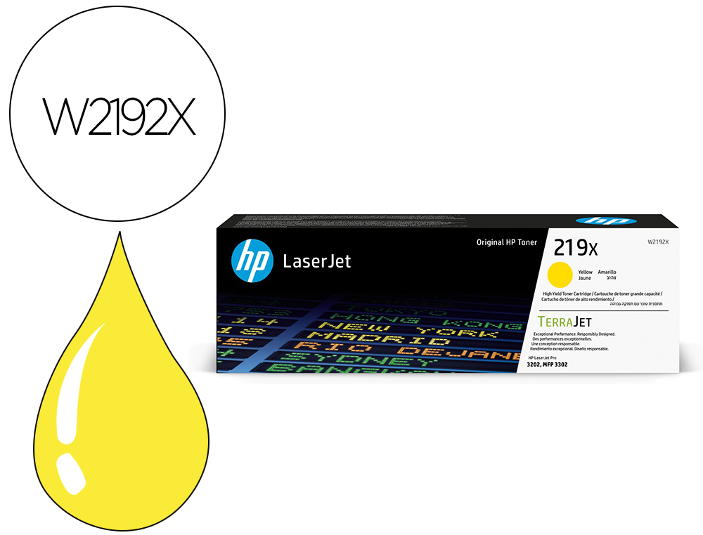 TONER HP ORIGINAL W2192X 219X HAUTE CAPACITE 2500P COLORIS  JAUNE