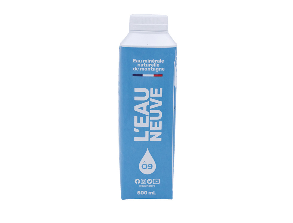 EAU MINERAL L'EAU NEUVE NATURELLE DE MONTAGNE         BOUTEILLE CARTON 500ML