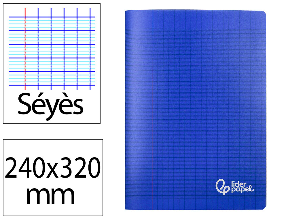 CAHIER PIQURE LIDERPAPEL COUVERTURE PP 240X320MM 96P   SEYES COLORIS BLEU