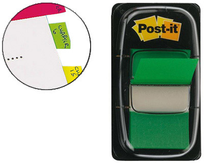 MARQUE-PAGES POST-IT STANDARD INDEX 25X44MM 50F COLORIS VERT