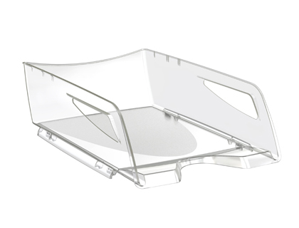 CORBEILLE  COURRIER MAXI CEP GLOSS DOCUMENTS 24X32CM 2 POIGNES SUPERPOSABLE DROIT DCAL 270X386X115MM CRISTAL