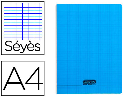 CAHIER PIQU CLAIREFONTAINE COUVERTURE POLYPROPYLNE TRANSPARENTE A4 21X29,7CM 96 PAGES 90G SYS COLORIS BLEU