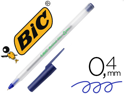 STYLO-BILLE BIC COLUTIONS ROUND CRITURE MOYENNE 0.5MM ENCRE CLASSIQUE RECYCLE CONOMIQUE CORPS FIN LGER COLORIS BLEU