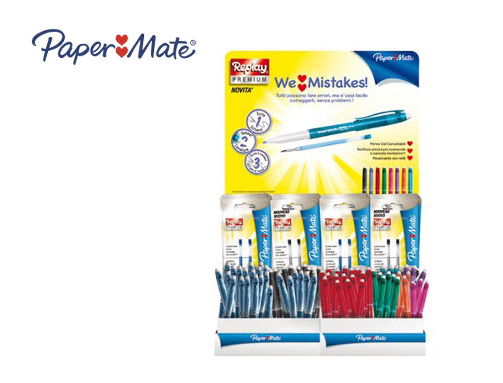 STYLO PAPER MATE ERASABLE GEL PRSENTOIR DE 72U+36 BLISTERS DE 2 RECHARGES