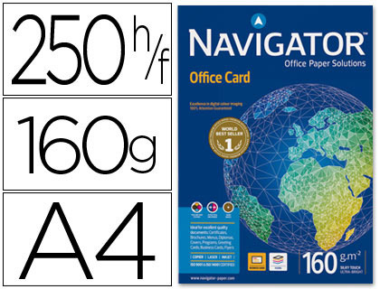 PAPIER NAVIGATOR MULTIFONCTION OFFICE CARD A4 160G/M2 BLANCHEUR 169 OPACIT 99 RIGIDIT 51 250 FEUILLES