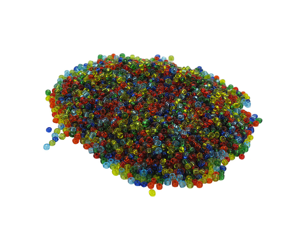 PERLES ROCAILLES O'COLOR TRANSPARENTES DIAMETRE 2,5MM  COLORIS ASSORTIS BOCAL 500GR