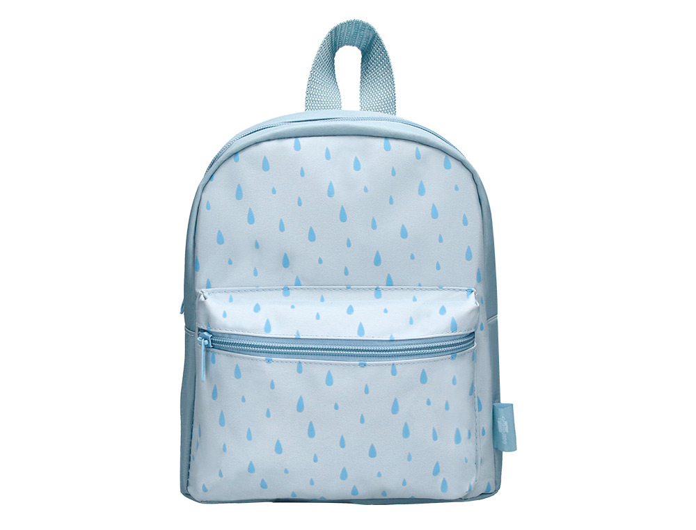 SAC A DOS LIDERPAPEL BABY GOUTTES 250X115X210MM COLORIS BLEU PASTEL