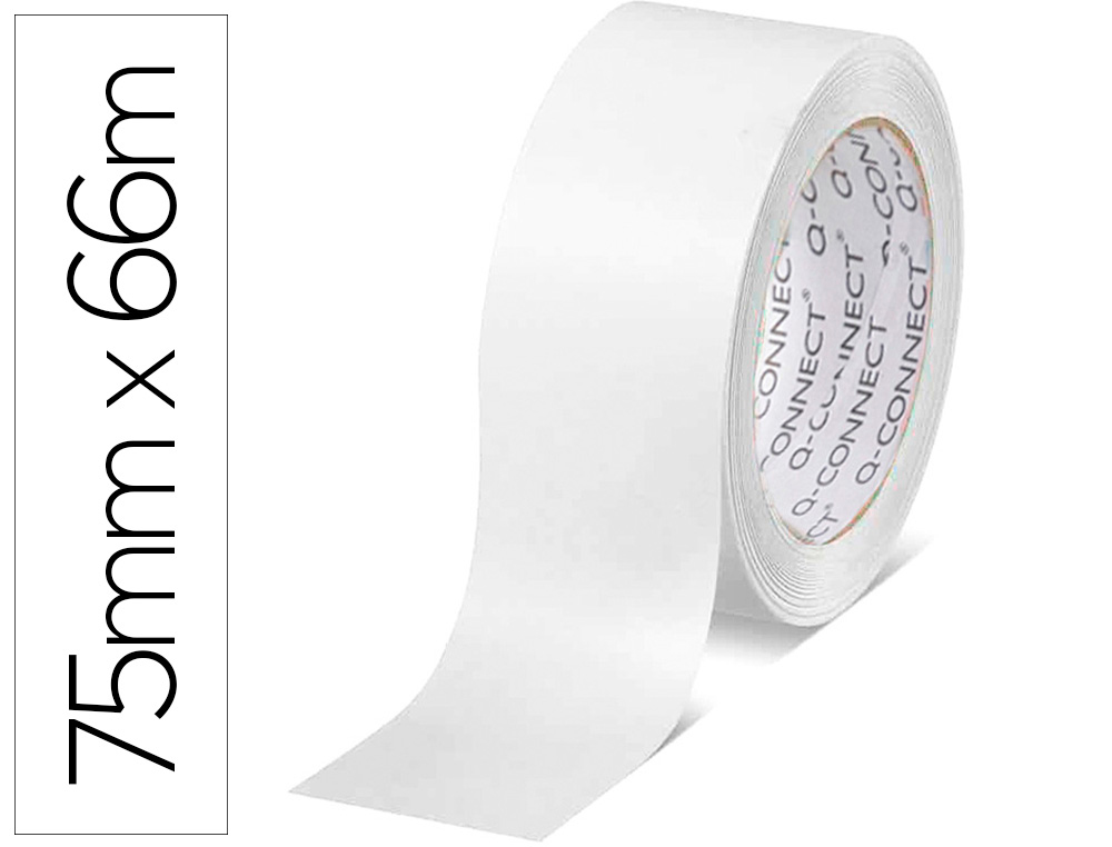 RUBAN ADHESIF Q-CONNECT POLYPROPYLENE 45 MICRONS      66MX75MM POUR EMBALLAGE       COLORIS BLANC