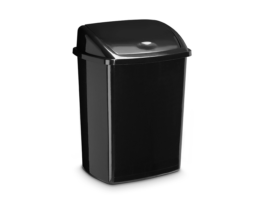 POUBELLE CEP PLASTIQUE COUVERCLE BASCULANT 50L COLORIS NOIR 405X310X685MM
